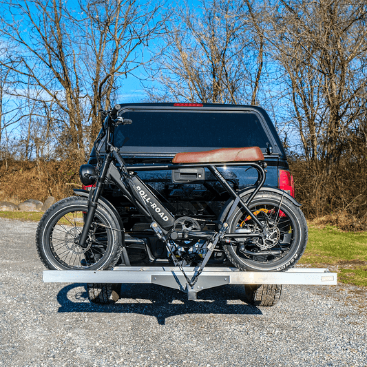 Hitch-Mounted Aluminum E-Bike Carrier Roll Road 1