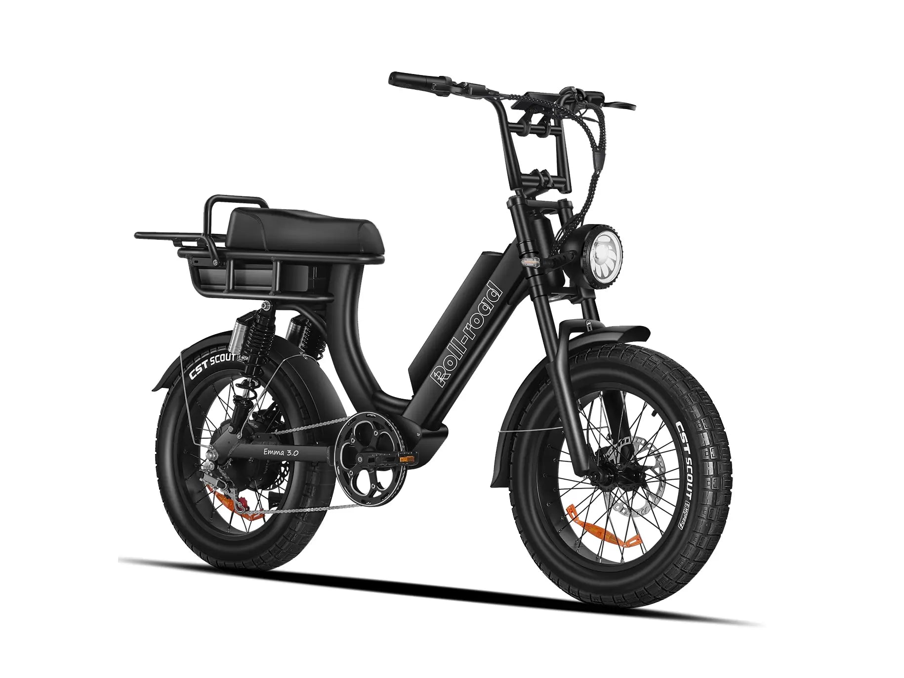 Sleek black EMMA 3.0 e-bike for powerful urban commuting and long-range adventure rides.