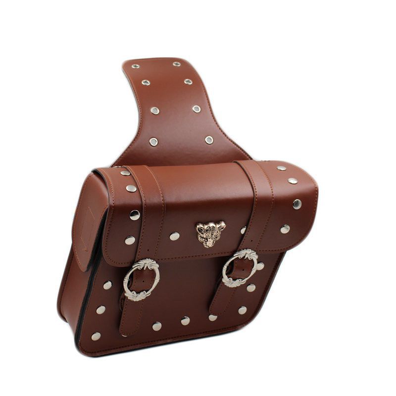 rollroad-SaddleBagLeather PU Waterproof Side Bags - Brown #color_brown